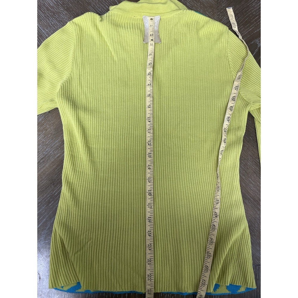 Kenzo Jeans Womens Y2K Cardigan Large Medium Green Animal Print Collared Pop Art - Picture 11 of 11